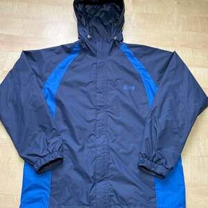 Vintage Coleman Colorblock Hooded Rain Jacket Windbreaker Navy Blue Size M